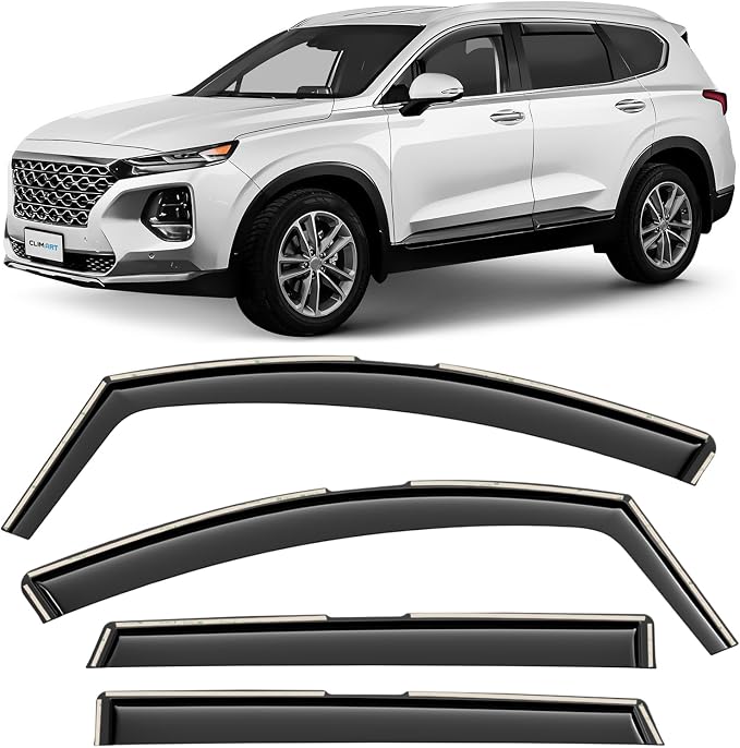in-Channel Incredibly Durable Rain Guards for Hyundai Santa Fe 2019-2023, Original Window Deflectors, Vent Window Visors, Vent Deflector, 4 pcs. - 619481