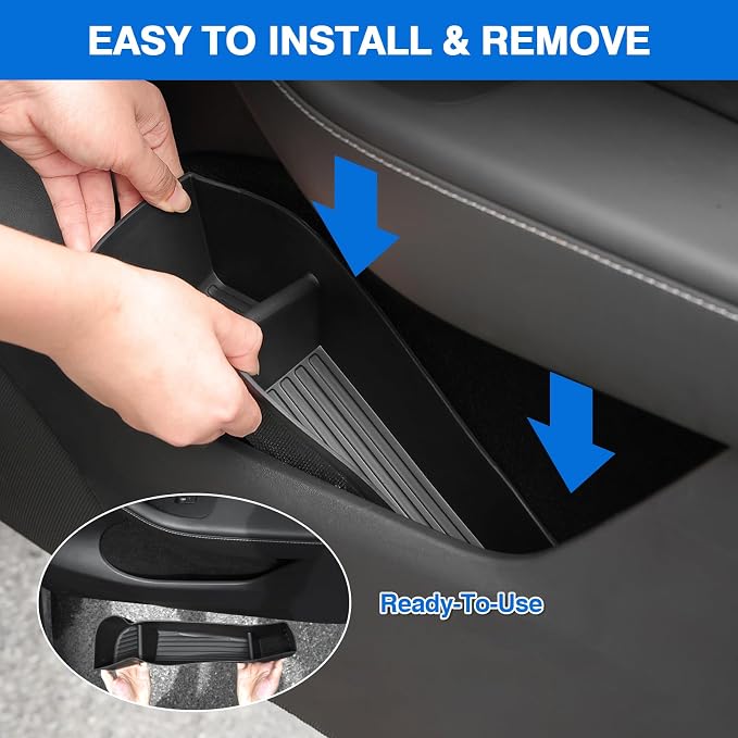 Car Door Side Storage Box and Trash Can for 2020-2024 Tesla Model Y (Not for Juniper) Accessories Front Rear Door Insert Tray Organizer Slot Storage Protector with Trash Can 6PCS