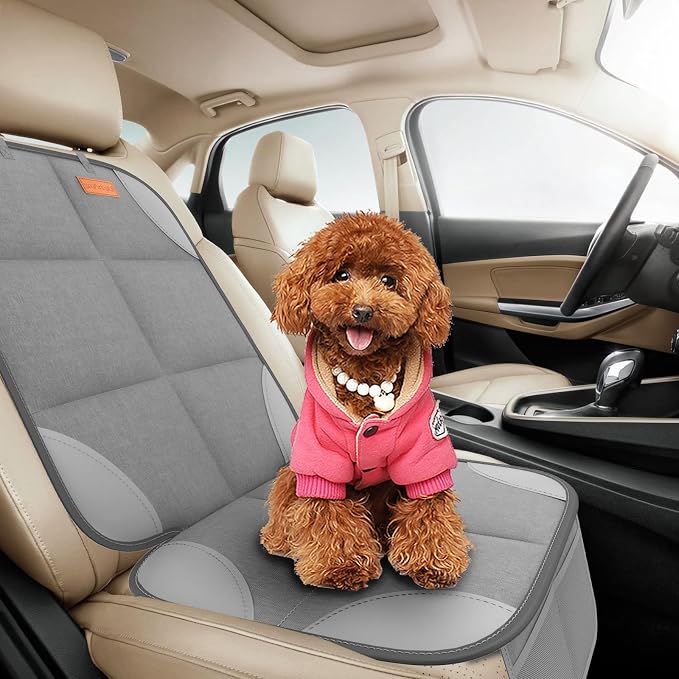 SMART ELF2 Pack Car Seat Protector-600D Fabric Waterproof Carseat Protector with Thicily Padded to Protect Your Car Seats from Child Seats and Pets (Light Grey)