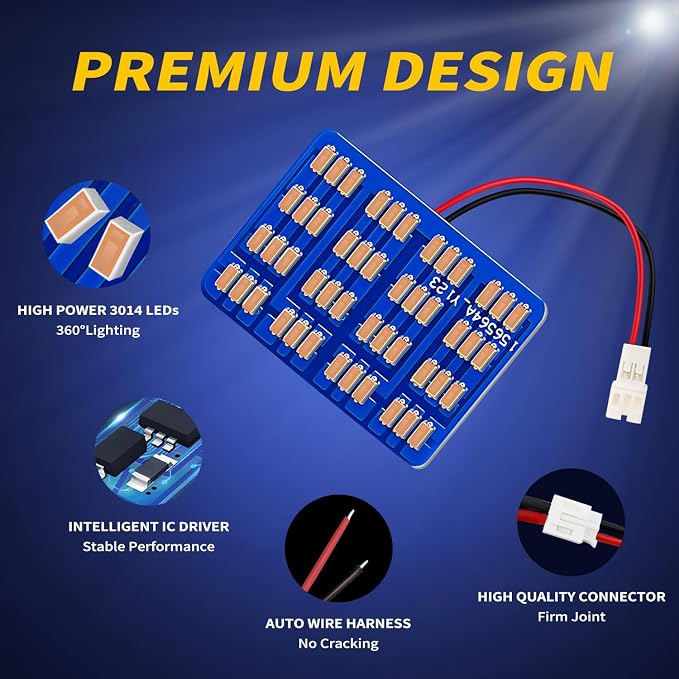 Car Interior LED Lights Accessories with 194 168 T10 / BA9S / DE3175 6418 211-2 578 Festoon Adapters, 48-SMD Panel Lamps for Dome Map Door Trunk Courtesy License Plate Lights (Purple)