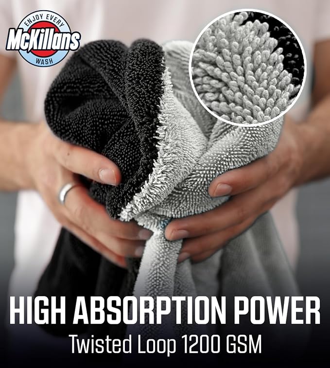 Extra Large Dual-Color Car Drying Towel XL - Edgeless & Ultra Soft & Absorbent - 36" x 28" - 1200 GSM Twisted Loop Microfiber Towel for Cars - Drying Towel Car Detailing - Car Wash Towels