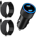 [Apple MFi Certified] iPhone 17 Car Charger, 90W USB C Car Charger Dual PD Power Cigarette Lighter Adapter with 2Pack Type C Braided Cable for iPhone 17/17 Pro Max/16/15/Galaxy S26/S25/Pixel