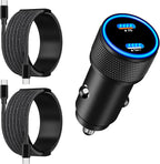 [Apple MFi Certified] iPhone 17 Car Charger, 90W USB C Car Charger Dual PD Power Cigarette Lighter Adapter with 2Pack Type C Braided Cable for iPhone 17/17 Pro Max/16/15/Galaxy S26/S25/Pixel