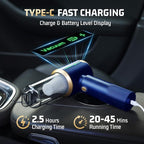 Cordless Car Vacuum Cleaner: Handheld Vacuum with 16000Pa Strong Suction, Brushless Motor & HEPA Filter, 7-in-1 Cleaning Kit, Type-C Charging for Home Office Car Pet - Navy Blue