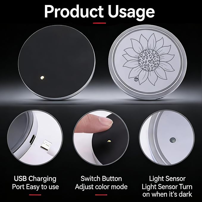 Religion Prayer Gesture LED Cup Holder Lights for Car,7 Colors Light Up Cup Holder Coasters for Car Decor,Cars Coasters, Auto Accessories Gifts for Believer Women Men,Universal for SUV Sedan Truck