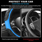 Car Steering Wheel Cover, 15 Inches Non-Slip Leather Steering Wheel Protector, Universal Soft Cover Mats for Car Truck SUV, Interior Car Accessories (Blue)