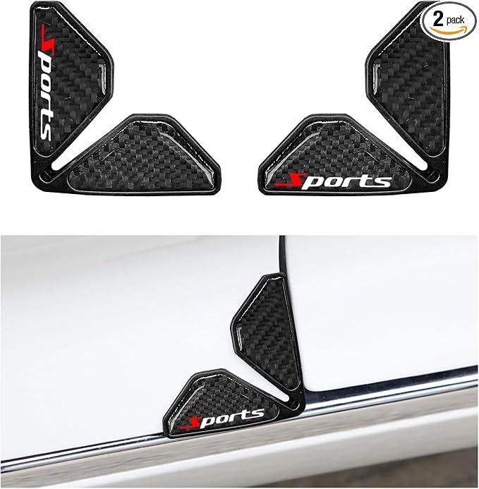 2PCS Car Door Protector Edge Guards, Carbon Fiber Anti-Collision Auto Door Corner Protector, Anti-Rub Trim Sticker Front Do or Corner Decoration for Cars Trucks SUVs (Black Sport)