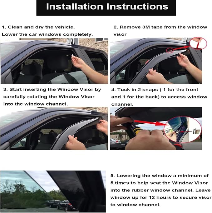 in-Channel Window Visors Rain Guards Fit for Ford F150 2015-2020 SuperCrew | Window Deflectors Vent Visors for Ford F250 F350 F450 F550 Super Duty Crew Cab 2017-2022, Vent Shades Truck Accessories 4pcs