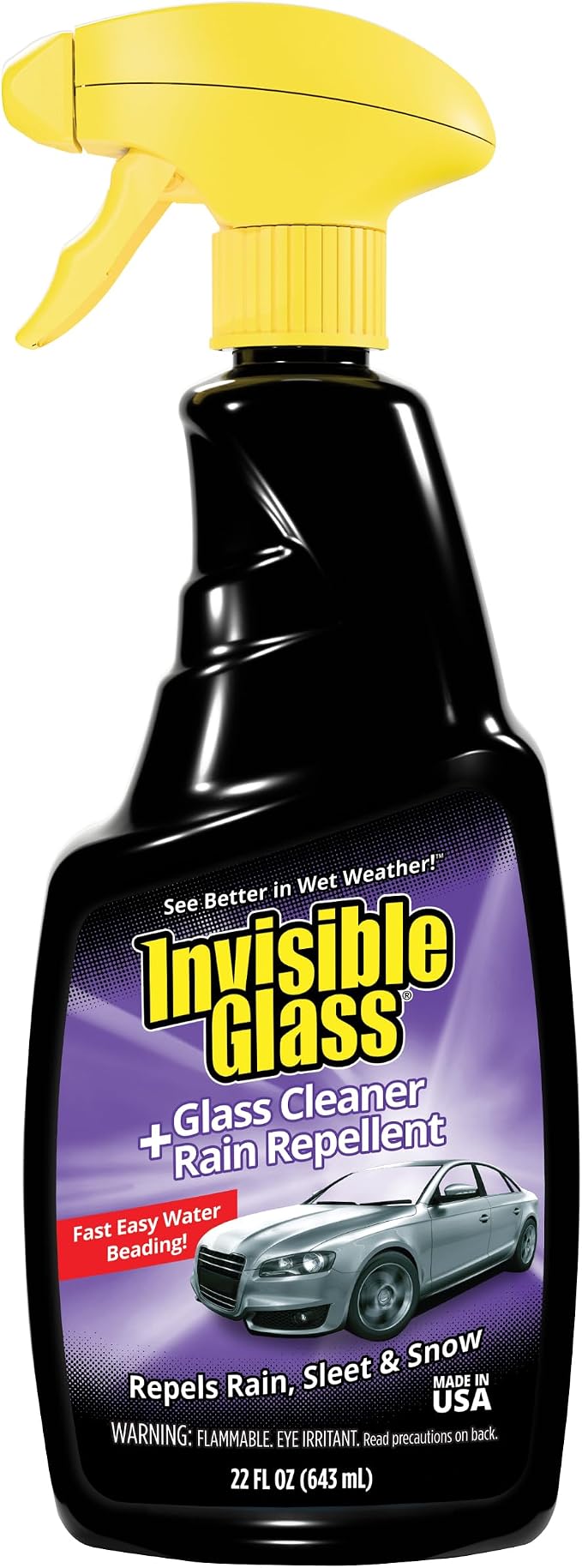 92184 Glass Cleaner + Rain Repellent 2-in-1 Windshield and Window Spray, Cleans Auto Glass, Repels Rain, Sleet, Snow, Improves Wet Weather Visibility – 22 fl oz