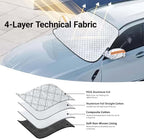 Exterior Car Sun Shade for Windshield & Mirrors, Multi-Layer Reflective Heat Shield, Blocks Sun & Snow, Keeps Interior Cooler, Anti-Theft Door Flap, All Season for SUV Sedan Truck（57"x42"）