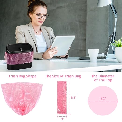 Mini Car Trash Can Bags for Auto Trash Bin, 120 Count Small Garbage Organizer Bags Tear-Resistant, Liner Refills (Vehicle Trash Can is not Included), Pink
