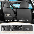 Coverado Universal Car Seat Covers Full Set, Minimalist Scratch-Resistant Waterproof Faux Leather Front & Rear Seat Protectors, Business Daily Driving – GrayBlack