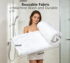 White Dual-Sided Microfiber Bath Towel, 2 Pack 48"x24" Ultra Absorbent Quick Dry Pool Towel, Exfoliating Body Cloth for Dead Skin & Sunscreen Removal, Lint-Free Reusable Shower Towel for Pool, Beach