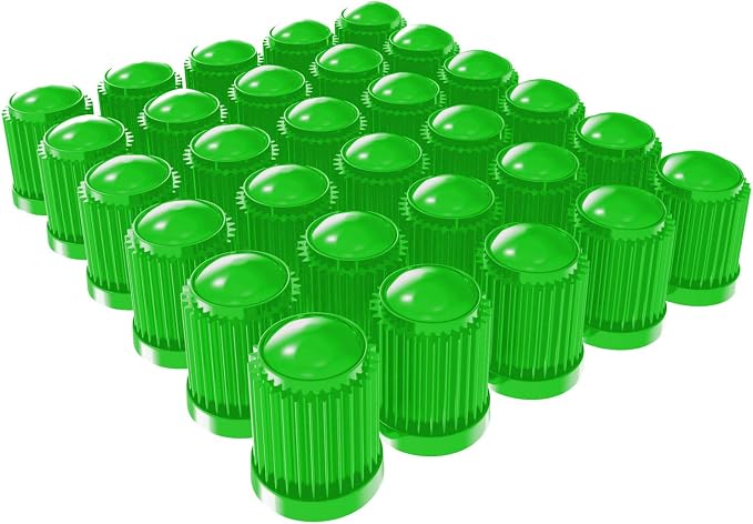 (30 Pack) Tire Stem Valve Caps, with O Rubber Ring, Universal Stem Covers for Cars, SUVs, Bike and Bicycle, Trucks, Motorcycles, Airtight Seal Heavy Duty (Green (30 Pack))