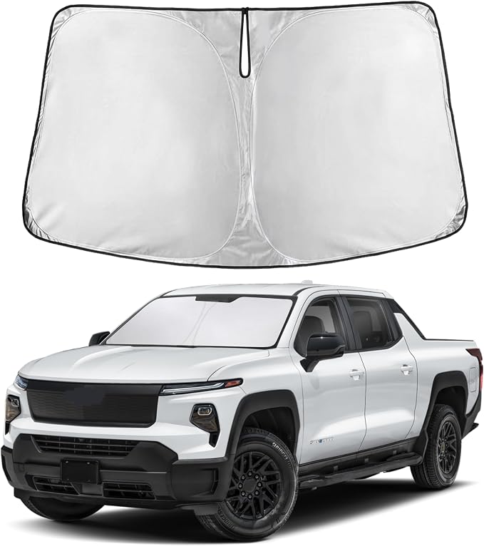 Windshield Sunshade Compatible for Chevrolet Silverado EV/GMC Sierra EV 2024 2025 2026, Sun Visor for Front Windshield & Window Sun Shade Cover, UV Heat Blocker & Protector, Car Accessories