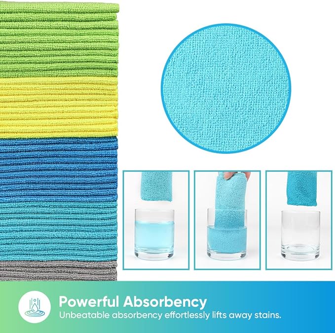 Microfiber Cleaning Cloths, 200 Pack Cleaning Rags - Lint Free & Scratch-Free Microfiber Towels for Cars, House & Kitchen, Absorbent Cleaning Towels, 11.5 x 11.5 Inch