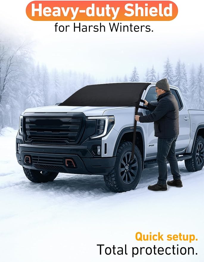 Car Snow Cover Compatible for Toyota Sierra | Windshield Cover for Ice and Snow with S-Hook Straps | Heavy-Duty 600D Oxford Winter Car Cover, Waterproof & Anti-Slip