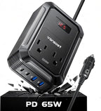 200W Car Power Inverter DC 12V to 110V AC Inverter with PD 65W/30W USB C & 2 QC 18W USB Ports & 2 AC Outlets,Car Pluɡ Adapter Outlet for Laptop/Phone/Road Trip