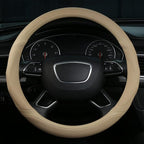 Buff Leather Steering Wheel Cover Universal 15 inch