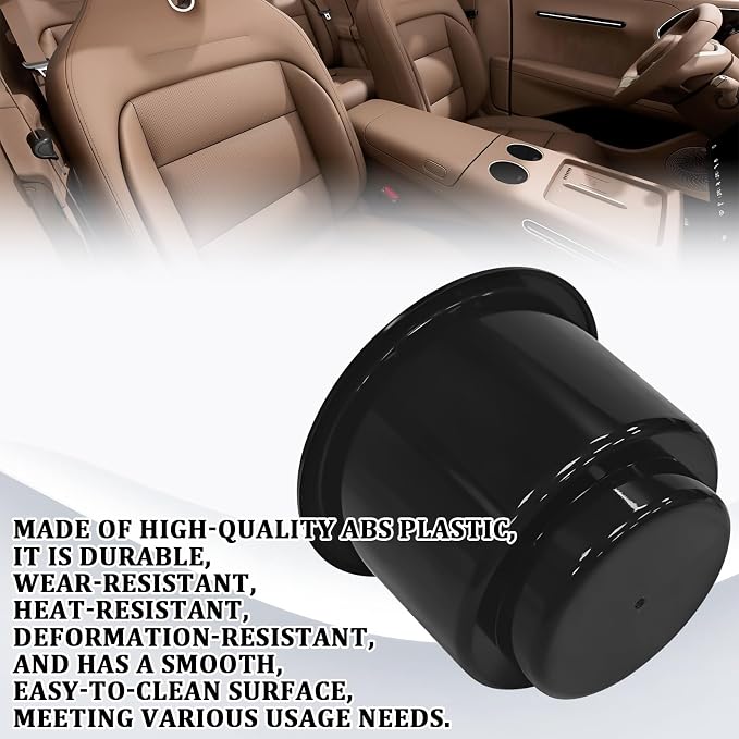 2PCS Black Plastic Cup Holder Insert for Couch Car Boat RV Golf Cart Truck Fixing Water Cups and Drinks, Universal Drop in Cupholder Expander Adapter for 2.8" to 3.7" Cups Base