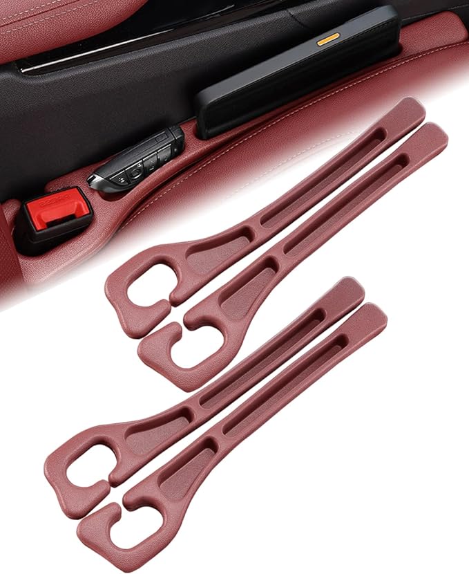 Seat Gap Filler with Storage, Universal Seat-Gap Filler, Double-Slot Organizer Prevents Phones, Keys & Coins from Falling, for Most Cars, Trucks, and Suvs (2set Red)