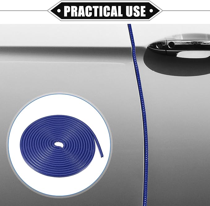 Vehicle Door Edge Guard, 16.4ft U Shape Rubber Edge Trim Seal Strip Protector Universal for Car Truck ATV Boat Multifunctional No Glue PVC Iron Blue