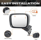 Left Driver Side Mirror Compatible with Jeep Renegade 2015-2025 Heated Manual Folding Power Glass Paintable Black