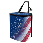 American Flag Star Print Car Trash Can with Lid, 4th of July Leak Proof Auto Trash Bag Hanging Vehicle Garbage Can Multipurpose Storage Container for Back Seat Road Trip