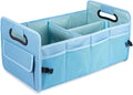 Car Trunk Organizer, Car Organizers and Storage Collapsible Multi Compartment Container Box, Adjustable Car Accessories for SUV Sedan Truck, Standard Size, Light Blue