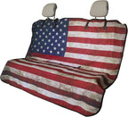 Back Seat Cover for Car Trucks Van SUV Jeep,Waterproof Rear Bench Towel Seat Covers for Dogs and Kids,Automotive Backseat Protector (American Flag)