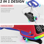 12V Electric Wiggle Car for Kids with Pedal, Display, Rechargeable Battery, LED Light, Bluetooth, Light-Up Wheels, Anti-Rollover, 2 Speeds, Ride on Toys, Birthday Gifts for Age 3+, 150Lbs