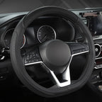 Customized Auto Car Steering Wheel Cover for Nissan,D Shaped Steering Wheel Cover for Rogue,Altima,Kicks (D-Shaped-Black)