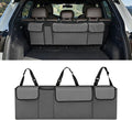 Car Trunk Organizer, Waterproof Backseat Hanging Large Storage with Adjustable Straps, Collapsible Cargo Bag with 4 Pockets, Car Interior Accessories for Truck, SUV, MPV (Gray)