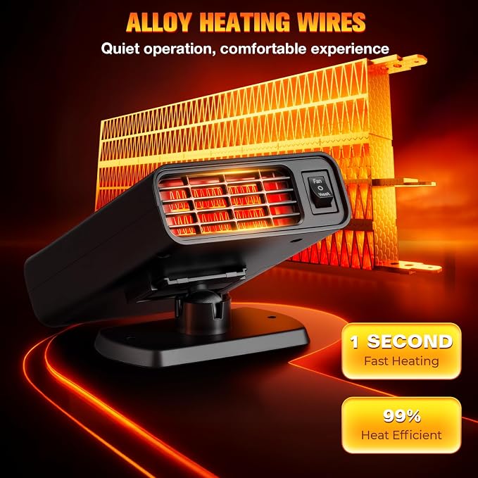 Portable Car Heaters for Vehicle, 2026 New Upgrade 12V Car Heater, 2 in 1 Defroster Defogger with Fast Heating, Plug in Cigarette Lighter for Car, SUV, Truck