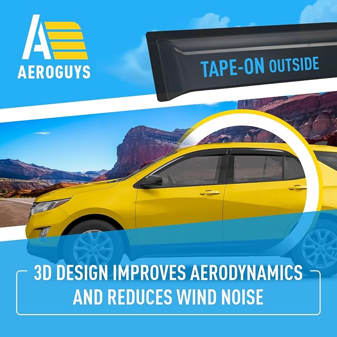Extra Durable Window Deflectors Tape-On Window Visors Rain Guards Fit for Chevrolet (Chevy) Equinox 2018-2024, Sun Visors, Wind Vent for Shades, Exterior Car Accessories - 4pcs. AG0865