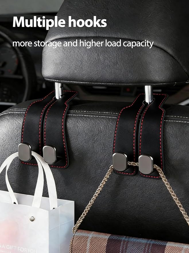 4Pcs Purse Hook Holder for Car Seat, Headrest Hooks for Car Hanging Accessories, Bag Hooks Hanger for Car (Black)