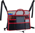 Car Seat Organizer Seat Back Storage Bag, Car Net Pocket Handbag Holder, Barrier of Backseat Dog Pet Kids for Car, Automotive Consoles Purse Holder, Black+Red Line