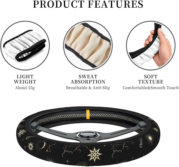 Moon and Star Steering Wheel Cover Car Accessories