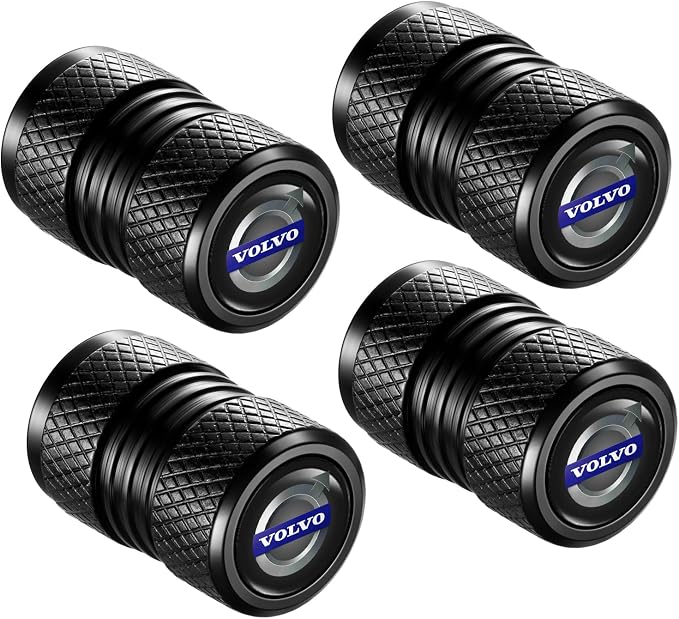 Tire Valve Stem Caps, Compatible with Volvo Series Stem Cap Universal Car Air Cover Car Accessories for Cars, SUV, Truck, Motorcycles 4pcs （Black）