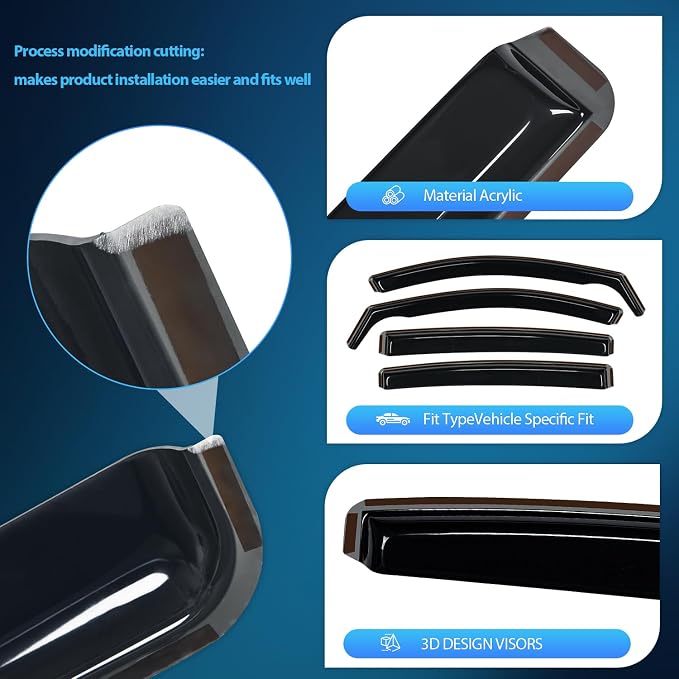 Vent Window Visors for Toyota Venza 2021 2022 2023 2024, Side Window Deflectors Rain Guards, Smoke Tint, Reduce Wind Noise, Car Wash Safe-4PCS