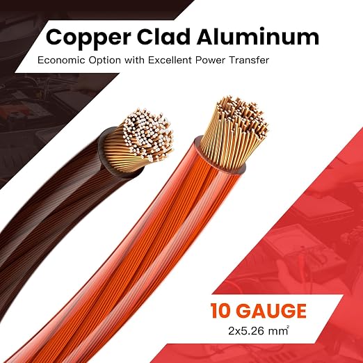 10 Gauge Battery Cable CCA Wire, 35FT Each Red Black Low Voltage Primary Automotive Power Ground Cable for Car Audio Amp Subwoofer RV Wiring