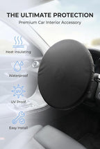 Car Steering Wheel Cover, Waterproof Sunproof Heat-Insulated Steering Wheel Protector, Thickened Soft Full-Coverage Car Interior Accessory, Universal for Most Cars (Black)