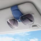 Sunglass Holder for Car Visor Sunglasses Clip Magnetic Leather Glasses Eyeglass Holder Truck Car Interior Accessories Universal for Woman Man -Blue