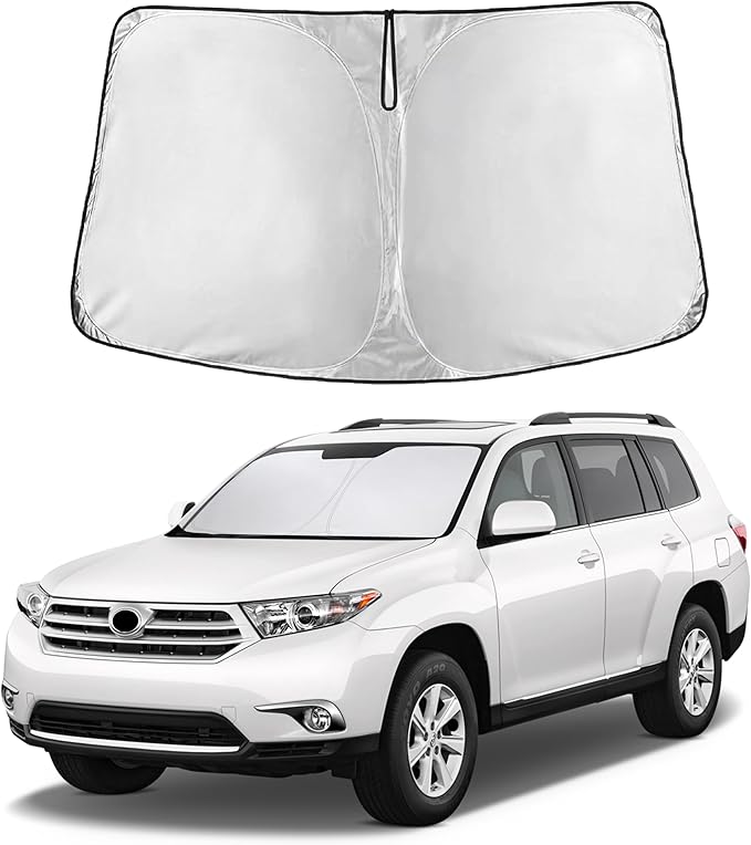 Windshield Sunshade Compatible for Toyota Highlander 2008-2011 2012 2013, Sun Visor for Front Windshield & Window Sun Shade Cover, UV Heat Blocker & Protector, Car Accessories