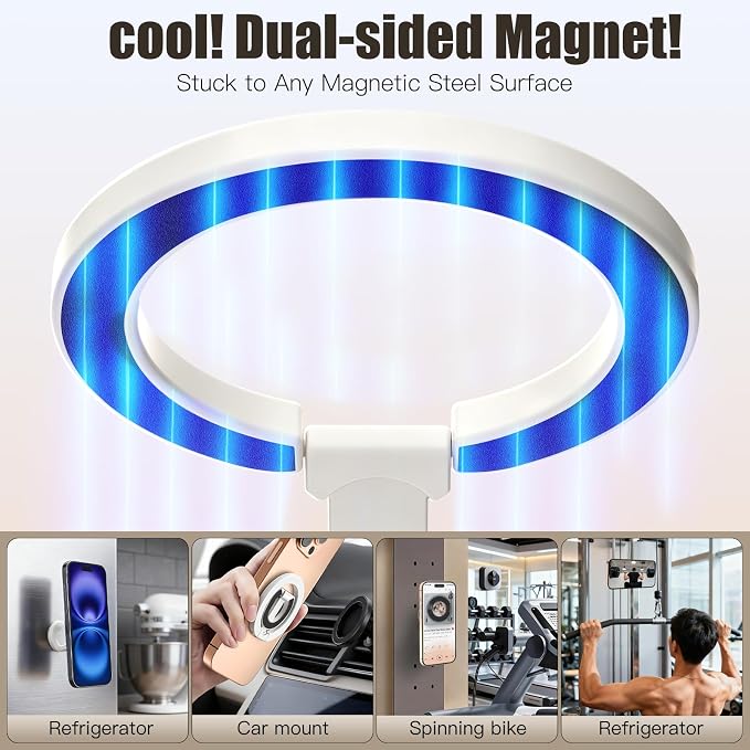 Magnetic Phone Ring for MagSafe Dual-Sided Magnetic Phone Grip Magnet Phone Stand Grip Compatible with iPhone 17/16/15/14/13 Pro Max Plus Mag Safe Accessory for Car Mounts (White)
