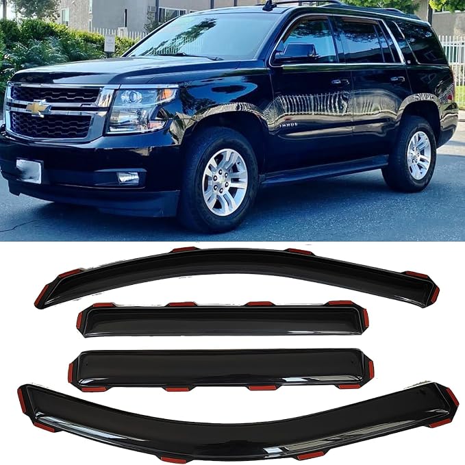 in-Channel Side window visors rain guards Vent Deflectors Compatible with Chevrolet Tahoe/GMC Yukon/Cadillac Escalade 2015-2020, Vent Deflector Window Rain Guard Sun Shade Visors, Car Accessories 4PCS