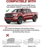 Outside-Mount Window Rain Guards Fit for 2019-2026 Chevy Silverado & GMC Sierra Crew Cab, Extra Durable Window Visors Deflector, Dark Smoke, Vent Shades for 19-26 1500 2500HD 3500HD Crew Cab