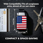 2 Pack Sunglasses Holder for Car, One-Handed-Operation Visor Sunglass Holder Clip, Easy Access Storage for Driving,Universal Fits (Black-US Logo)