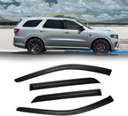 Window Visor for 2011-2024 Dodge Durango(not fit 2021 GT), Out-Channel Rain Guards Shields Vent Deflector Shade Wind Dark Smoke 12 13 14 15 16 17 18 19 20 21 22 23 24, Tape-On Outside-Mount, 4PCS