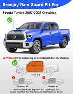 in-Channel Rain Guards Fit for Trucks Toyota Tundra 2007-2021 CrewMax, Extra Durable Window Rain Guards Visors Vent Visors Window Deflector Vent Shades Car Accessories -4 pcs